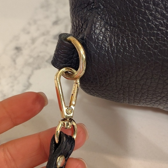 Vera Pelle Convertible Backpack Purse Bag Navy With removable Straps Italy Made main image 10